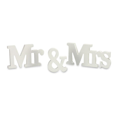 Mr&amp;Mrs fa asztali felirat fehér
