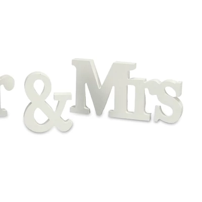 Mr&amp;amp;Mrs fa asztali felirat fehér