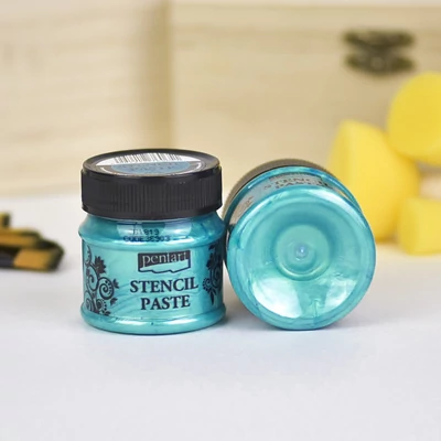 Stencilező paszta gyöngyház 50 ml türkiz
