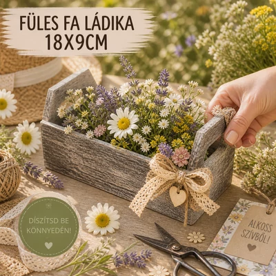 Füles fa ládika szürkésbarna 18x9cm