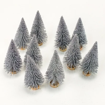 Dekor fenyőfa ezüst glitteres 10cm 10db/cs 