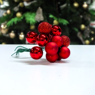 Mini karácsonyfadísz pick piros 1csokor