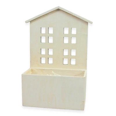 Házikós fa virágtartó fehér bélelt – virágkötőknek