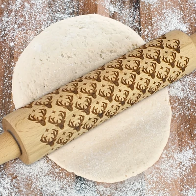 Kekszmintázó sodrófa - Szarvas fej 39cm