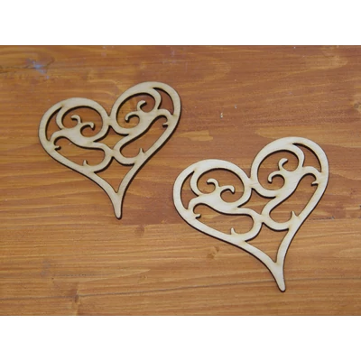 Natúr fa - Vintage szív 10cm 2db/csomag