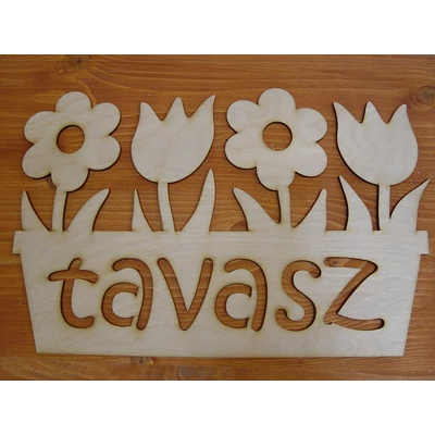 Natúr fa - &quot;Tavasz&quot; tábla virágládás 32cm