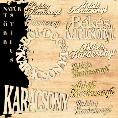 Natúr fa Boldog Karácsonyt felirat koszorúhoz  több méretben