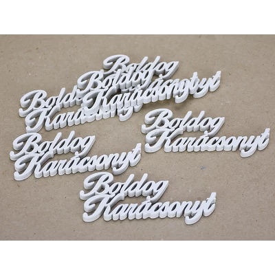 Boldog karácsonyt felirat fehér 10cm 6db/csomag