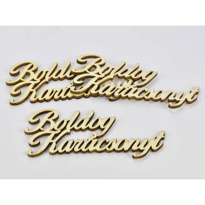 Boldog karácsonyt felirat natúr 15cm 3db/cs