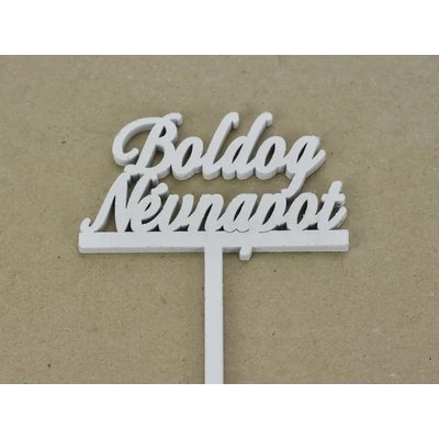 Beszúrós "Boldog névnapot" felirat fehér 29cm 4db/csomag
