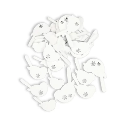 Fa virágmintás madár fehér 30db/csomag