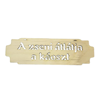 "A zseni átlátja a káoszt" tábla