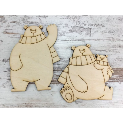 Natúr fa - Jegesmedvék sállal 10cm