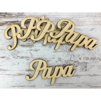 Natúr fa - "Papa" felirat 6,5cm 