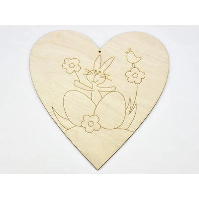 Natúr fa - Nyuszi a szívben kifestő 20cm