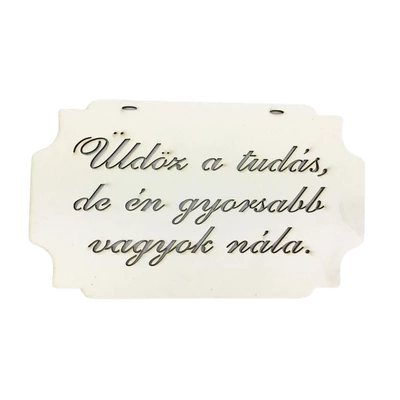 Tábla "Üldöz a tudás,..."