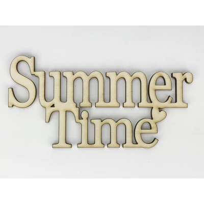 Natúr fa - &quot;Summer Time&quot; felirat koszorúra 10x20cm