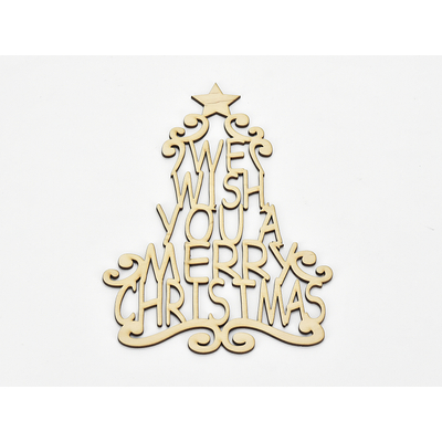 Natúr fa - "We wish you a ..." karácsonyfa koszorúra 20cm