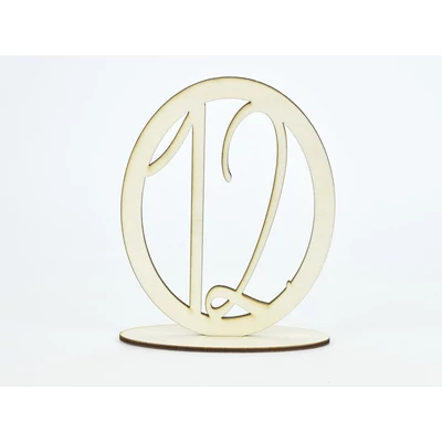 Natúr fa - Asztalszám ovális keretben 12-es 15,5cm