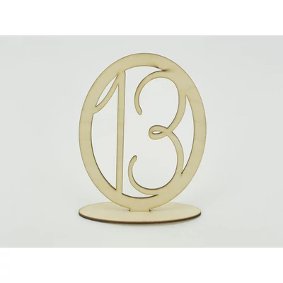 Natúr fa - Asztalszám ovális keretben 13-as 15,5cm