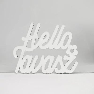 Fehér &quot;Helló Tavasz&quot; felirat 8,5x11cm