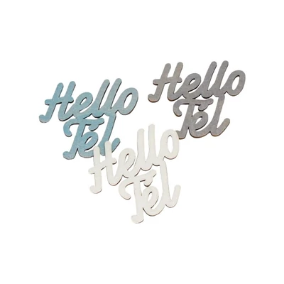 Ezüst &amp;quot;Hello Tél&amp;quot; felirat színes 4,5x4,2cm
