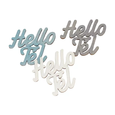 Ezüst &amp;quot;Hello Tél&amp;quot; felirat színes 8x8cm
