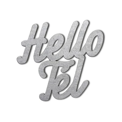 Ezüst &amp;quot;Hello Tél&amp;quot; felirat színes 10x10cm