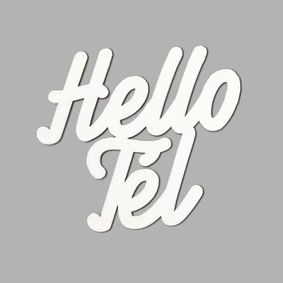 Fehér &amp;quot;Hello Tél&amp;quot; felirat színes 10x10cm