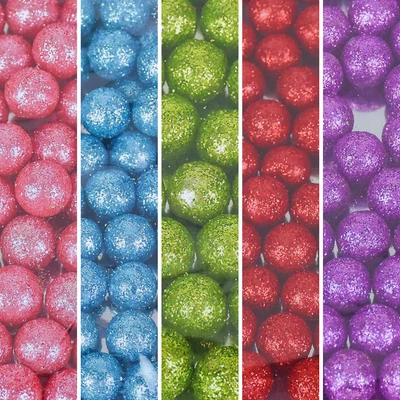 Polisztirol golyó kicsi csillámos 1cm - Több színben