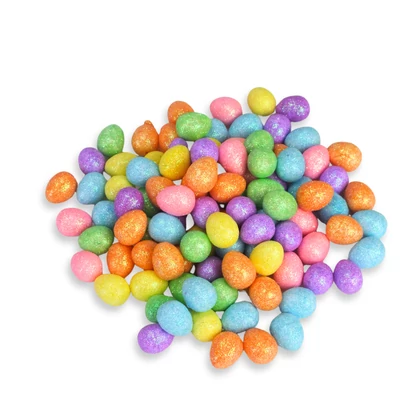 Csillámos polisztirol tojás vegyes színek 1,5*1,8cm 100db/cs
