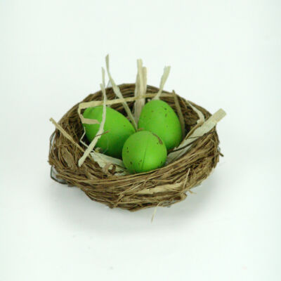 Húsvéti madárfészek tojásokkal zöld