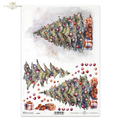 Rizspapír decoupage-hoz karácsonyfa ajándékok A4