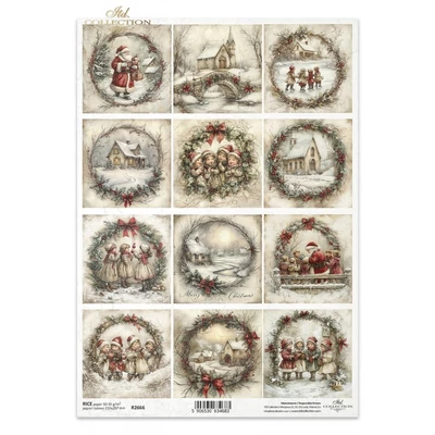 Rizspapír decoupage-hoz télapó mikulás keretek karácsony A4