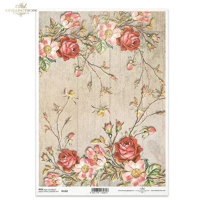 Rizspapír decoupage-hoz virág rózsa ITD-R1182