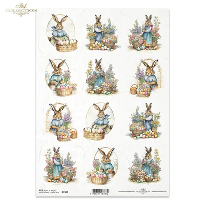 Rizspapír A4 decoupage-hoz nyuszis húsvét