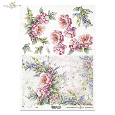 Rizspapír A4 decoupage-hoz színes virágok