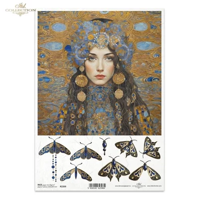 Rizspapír decoupage-hoz személy abszrakt pillangók A4