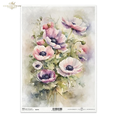 Rizspapír decoupage-hoz virág virágcsokor A4