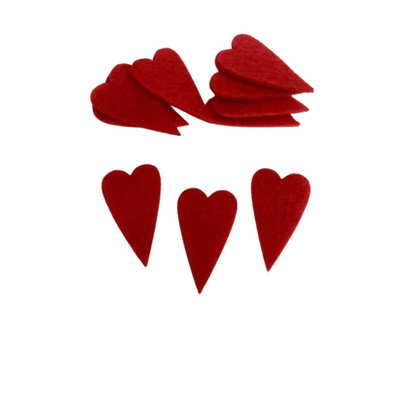 Filc - Hosszú szív 2,3x4cm 10db/csomag