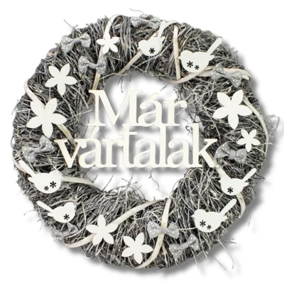Ajtókopogtató "Már vártalak"  30cm - Kosárbolt.hu
