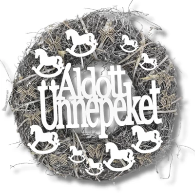 Ajtókopogtató "Áldott Ünnepeket" szürke 30cm