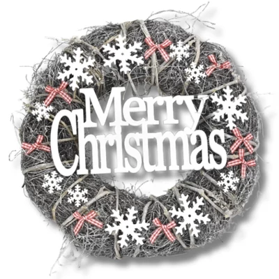 Ajtókopogtató "Merry Christmas" szürke 30cm