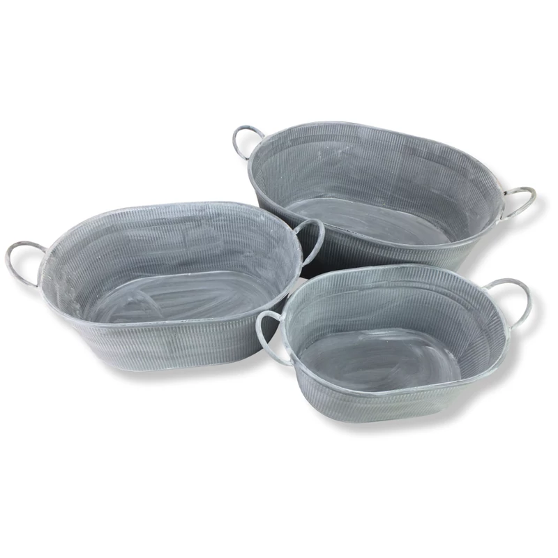 Ovális fém virágtartó 3db/szett 