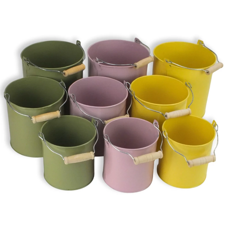 Fém dekorációs csöbör - pasztell sárga 3db/szett 