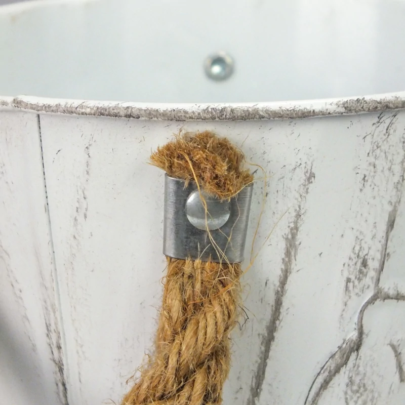 Bordázott bádog kaspó 18x16cm - fehér