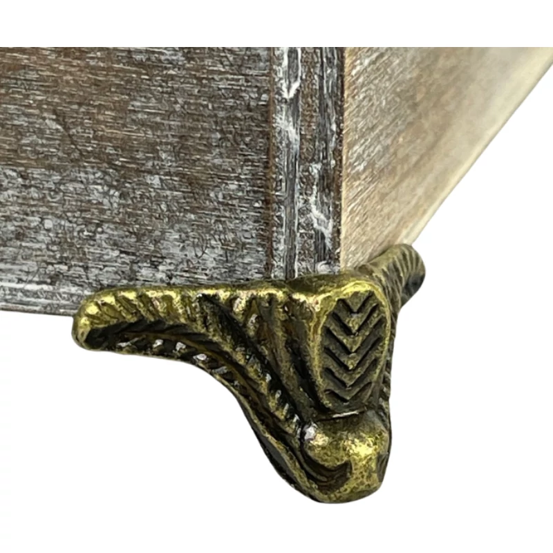 Dekotál szürkésbarna négyzet fém lábon 20x20cm