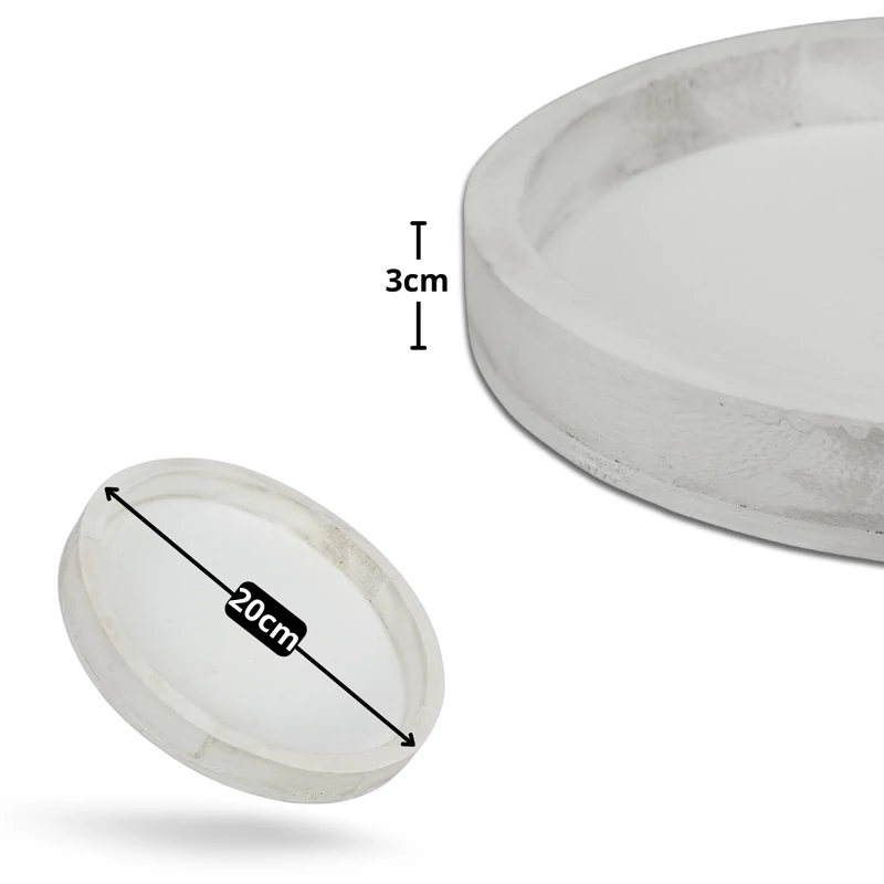 Fa tálca fehér 20cm
