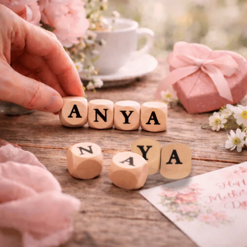  Nyomtatott fa  dobókocka natúr - ANYA felirattal 2szett/csomag