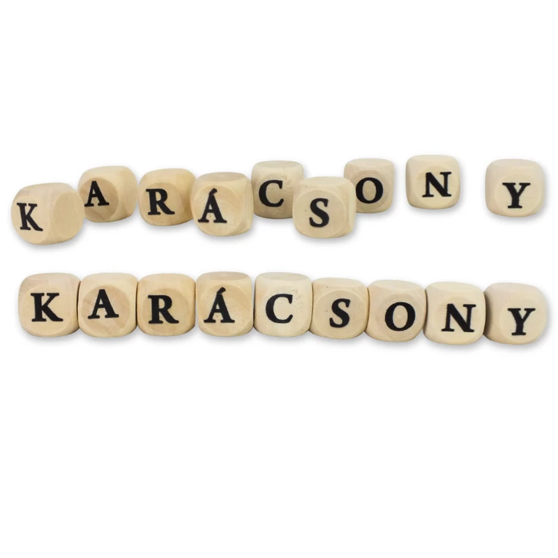 Fa dobókocka natúr - karácsony felirattal 2szett/csomag